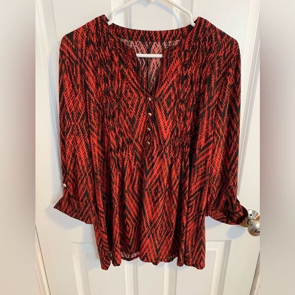 Snakeskin print XL red black blouse shirt - Picture 1 of 3